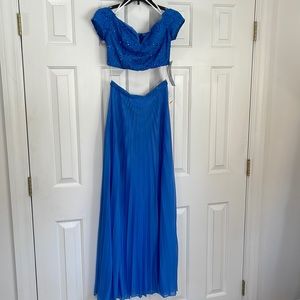 Brand new prom formal dress 7/8 blue two piece